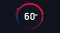 Seamless Circle Countdown Timer Animation from 60 to 0 Seconds on Transparent Background