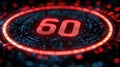 Seamless Circle Countdown Timer Animation from 60 to 0 Seconds on Transparent Background