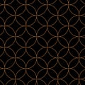 Seamless circle geometric pattern. Abstract golden round geometry shapes, art deco mosaic ornament simple composition