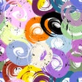 Seamless circle pattern, abstract background with circles, swirls, paint strokes and splashes Royalty Free Stock Photo