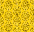 Seamless Circle Pattern. Abstract Vector Minimal Yellow Background. Contemporary Textile Ornament.