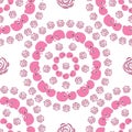 Seamless circle pattern with pink cartoon elefants Royalty Free Stock Photo