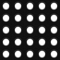 Seamless Circle polka dot Pattern. Black Metal perforated plate. Circle hole structure with shadows. Regular Black Texture.