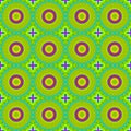 Seamless circles and diamond pattern in lemon lime green yellow purple blue Royalty Free Stock Photo