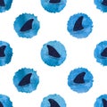 Seamless circles pattern with shark fins