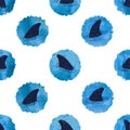 Seamless circles pattern with shark fins