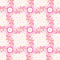 Seamless circles and squares pattern violet white yellow orange Royalty Free Stock Photo