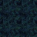 Circuit board pattern featuring intricate green and blue lines Royalty Free Stock Photo
