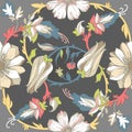 Seamless circular elegant floral pattern