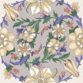 Seamless circular floral pattern