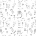 Seamless circus outline pattern. Circus with elements