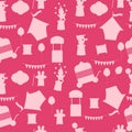 Seamless circus silhouette pattern in pink. Circus with elements
