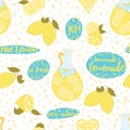 Seamless citrus fruit lemon lemonade pattern. Royalty Free Stock Photo