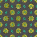 Seamless citrus pattern. Fruit Pattern Hand Draw. Royalty Free Stock Photo