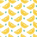Seamless citrus pattern. Fruit Pattern Hand Draw. Royalty Free Stock Photo