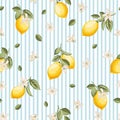 Seamless citrus pattern with lemons. Vector illustration.