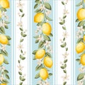 Seamless citrus pattern with lemons. Vector illustration. Royalty Free Stock Photo