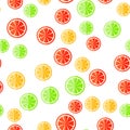 Seamless citrus pattern. Sliced fruit on a white