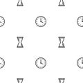 Seamless clock icons pattern on white background