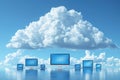 Seamless cloud integration: connecting computer to server for online storage, utilizing cloud technology for computing Royalty Free Stock Photo