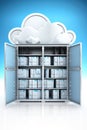 Seamless cloud integration: connecting computer to server for online storage, utilizing cloud technology for computing Royalty Free Stock Photo