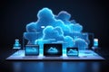 Seamless cloud integration: connecting computer to server for online storage, utilizing cloud technology for computing Royalty Free Stock Photo