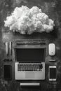 Seamless cloud integration: connecting computer to server for online storage, utilizing cloud technology for computing Royalty Free Stock Photo