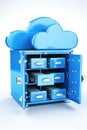 Seamless cloud integration: connecting computer to server for online storage, utilizing cloud technology for computing Royalty Free Stock Photo