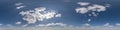 seamless cloudy blue sky hdri 360 panorama view with zenith and beautiful clouds for use in 3d graphics as sky dome replacement or Royalty Free Stock Photo