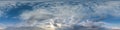 seamless cloudy blue sky hdri 360 panorama view with zenith and beautiful clouds for use in 3d graphics or game development as sky Royalty Free Stock Photo