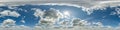 seamless cloudy blue sky hdri 360 panorama with zenith and beautiful clouds for use in 3d graphics as sky dome or edit drone shot Royalty Free Stock Photo