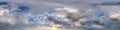 seamless cloudy evening blue sky 360 hdri panorama view with zenith and beautiful clouds before sunset for use in 3d graphics as Royalty Free Stock Photo