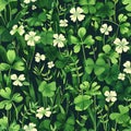 Seamless Clover and Grass Patch Pattern Ã¢â¬' Lush Green Lucky Field Royalty Free Stock Photo