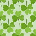 Seamless clover pattern. Clover pattern for Saint Patricks Day. Clover pattern with three leaf. Chaotic shamrocks pattern