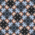 Indigo blue white vibrant watercolor batik azulejos tile background. Seamless coastal blur linen effect geometric mosaic