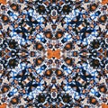 Indigo blue white vibrant watercolor batik azulejos tile background. Seamless coastal blur linen effect geometric mosaic