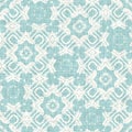 Teal aqua white vibrant watercolor batik azulejos tile background. Seamless coastal blur linen effect geometric mosaic