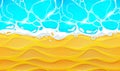 Coastline, yellow wave sand and crystal blue water Royalty Free Stock Photo