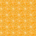 Seamless cobwebs on orange background Royalty Free Stock Photo