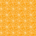 Seamless cobwebs on orange background Royalty Free Stock Photo