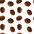 Seamless Coffee bean pattern. Endless textured vector illustration for restaurant or cafe. Backdrop of arabica and robusta grains Royalty Free Stock Photo