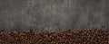 Seamless coffee beans frame on grey stone background