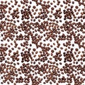 Seamless Coffee beans pattern isolated on white background