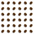 seamless coffee pattern background. Coffee beans with shadows Isolated on light brown