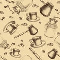 Seamless coffee pattern for design Royalty Free Stock Photo