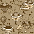 Seamless Coffee Pattern. Vector illustration. Royalty Free Stock Photo