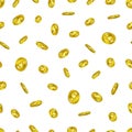 Seamless coins pattern. White background.