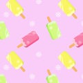 Seamless cold ice cream hot summer illustration background pattern in vector