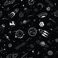 Seamless Collection of cartoons outer space objects