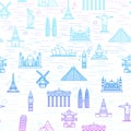 Seamless color pattern of the attractions of the world